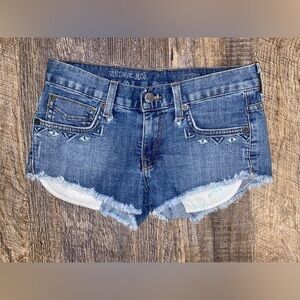 Vans Blue Jean Shorts with Embroidered Details